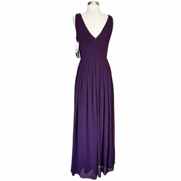 XSCAPE Purple Embellished Dress A-Line Chiffon Pleated Skirt Sleeveless Gown 6 - Picture 2 of 13